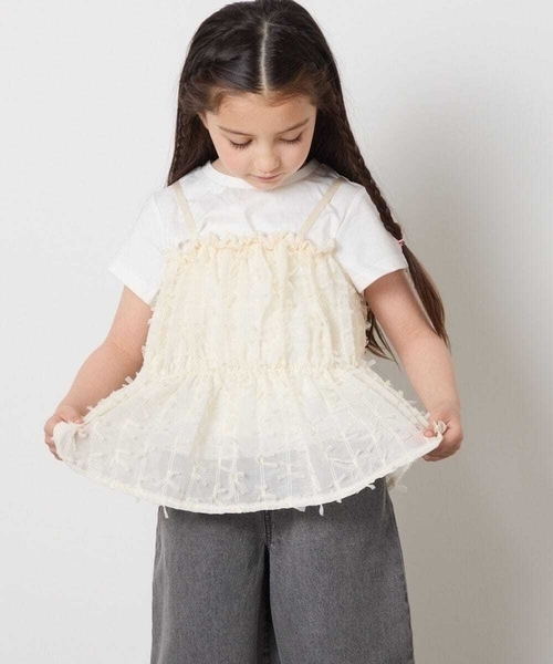 a.v.v（アーヴェヴェ）の「【接触冷感/ジメジメ対策】[100-130]シフォンキャミドッキングトップス（Tシャツ/カットソー・キッズ・ライラック/アイボリー/ブラック・110/100/120/130）」の12枚目の写真