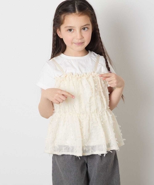 a.v.v（アーヴェヴェ）の「【接触冷感/ジメジメ対策】[100-130]シフォンキャミドッキングトップス（Tシャツ/カットソー・キッズ・ライラック/アイボリー/ブラック・110/100/120/130）」の13枚目の写真