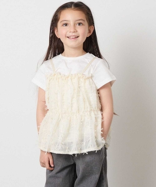 a.v.v（アーヴェヴェ）の「【接触冷感/ジメジメ対策】[100-130]シフォンキャミドッキングトップス（Tシャツ/カットソー・キッズ・ライラック/アイボリー/ブラック・110/100/120/130）」の14枚目の写真