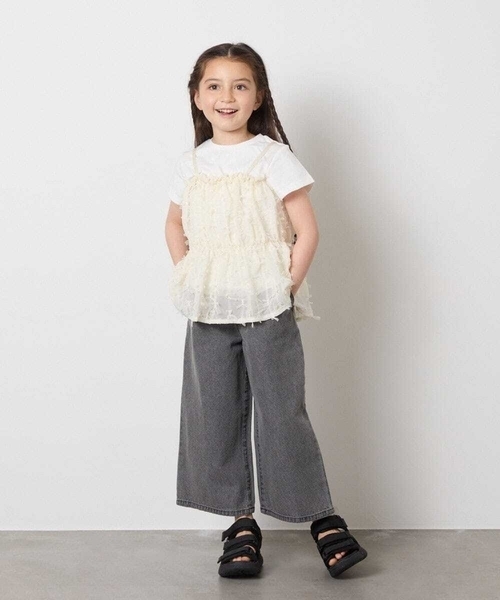 a.v.v（アーヴェヴェ）の「【接触冷感/ジメジメ対策】[100-130]シフォンキャミドッキングトップス（Tシャツ/カットソー・キッズ・ライラック/アイボリー/ブラック・110/100/120/130）」の15枚目の写真