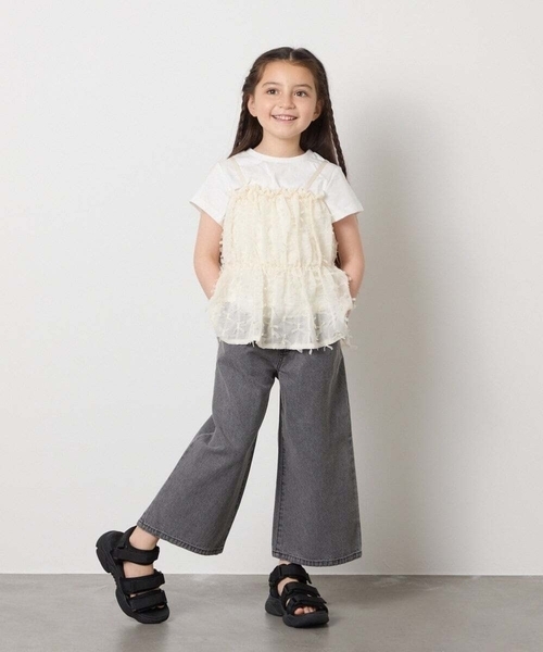 a.v.v（アーヴェヴェ）の「【接触冷感/ジメジメ対策】[100-130]シフォンキャミドッキングトップス（Tシャツ/カットソー・キッズ・ライラック/アイボリー/ブラック・110/100/120/130）」の16枚目の写真