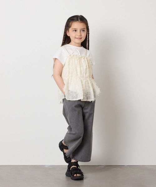 a.v.v（アーヴェヴェ）の「【接触冷感/ジメジメ対策】[100-130]シフォンキャミドッキングトップス（Tシャツ/カットソー・キッズ・ライラック/アイボリー/ブラック・110/100/120/130）」の17枚目の写真