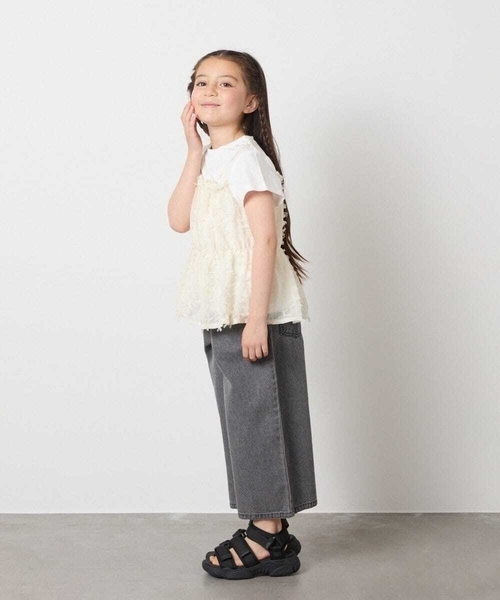 a.v.v（アーヴェヴェ）の「【接触冷感/ジメジメ対策】[100-130]シフォンキャミドッキングトップス（Tシャツ/カットソー・キッズ・ライラック/アイボリー/ブラック・110/100/120/130）」の18枚目の写真