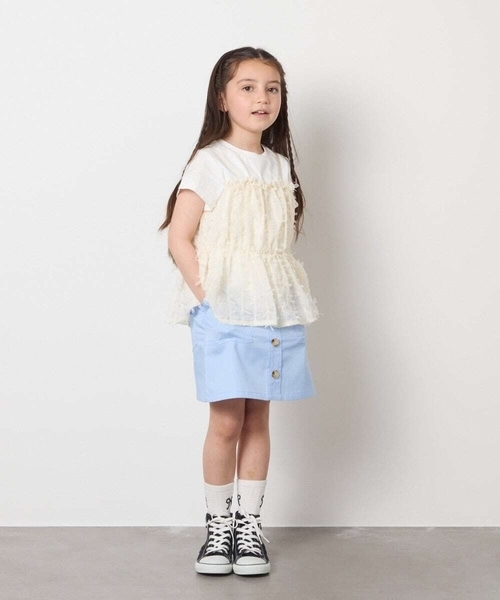 a.v.v（アーヴェヴェ）の「【接触冷感/ジメジメ対策】[100-130]シフォンキャミドッキングトップス（Tシャツ/カットソー・キッズ・ライラック/アイボリー/ブラック・110/100/120/130）」の22枚目の写真