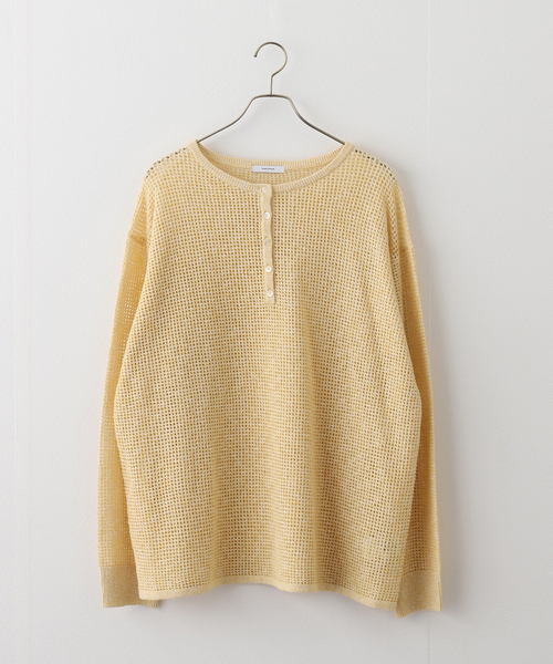 JOURNAL STANDARD(ジャーナルスタンダード)の「ヘンリーメッシュニット(ニット/セーター・レディース・ライトグレー/イエロー/アイボリー・FREE)」の1枚目の写真