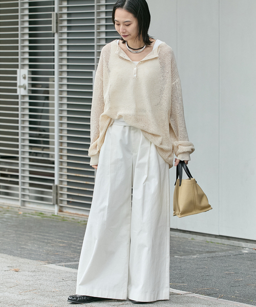 JOURNAL STANDARD(ジャーナルスタンダード)の「ヘンリーメッシュニット(ニット/セーター・レディース・ライトグレー/イエロー/アイボリー・FREE)」の4枚目の写真