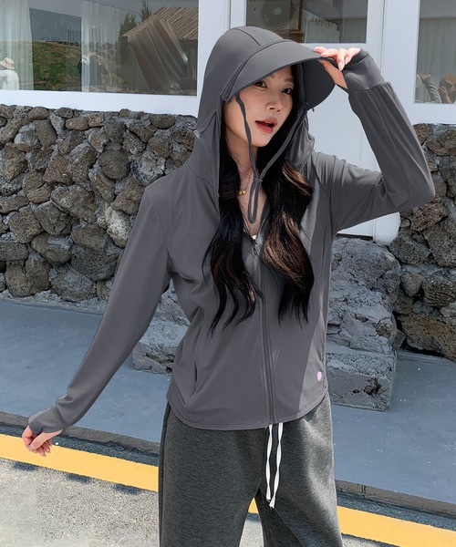 UVカットフェイスガードパーカー／ UPF50+ 紫外線対策 接触冷感