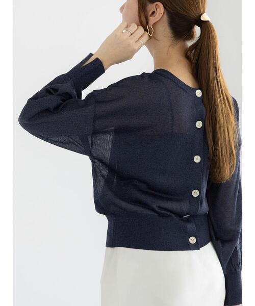 Te chichi（テチチ）の「前後2WAYラメシアークルーカーディガン（カーディガン/ボレロ・レディース・ネイビー/オフホワイト/グレー・F）」の3枚目の写真
