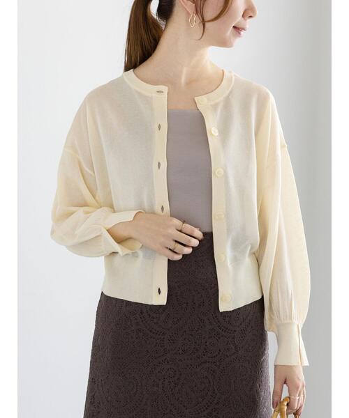 Te chichi（テチチ）の「前後2WAYラメシアークルーカーディガン（カーディガン/ボレロ・レディース・ネイビー/オフホワイト/グレー・F）」の2枚目の写真