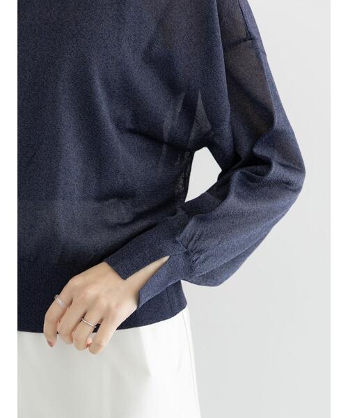 Te chichi（テチチ）の「前後2WAYラメシアークルーカーディガン（カーディガン/ボレロ・レディース・ネイビー/オフホワイト/グレー・F）」の4枚目の写真