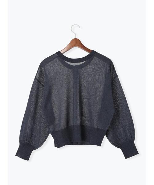 Te chichi（テチチ）の「前後2WAYラメシアークルーカーディガン（カーディガン/ボレロ・レディース・ネイビー/オフホワイト/グレー・F）」の8枚目の写真