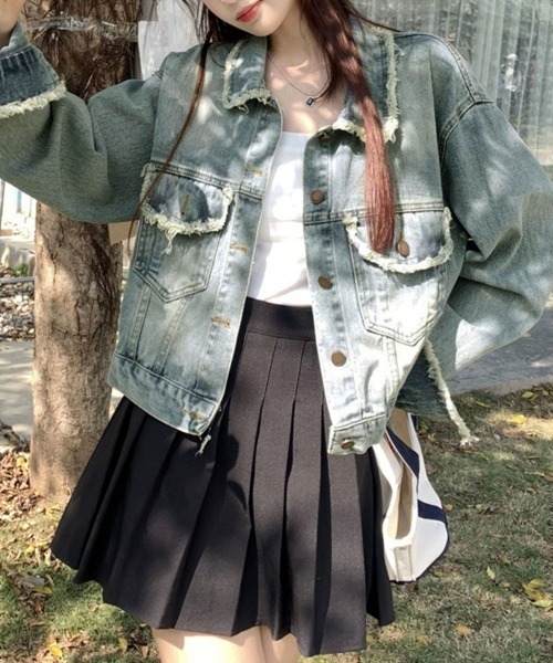 Miniministore(ミニミニストア)の「フリンジデニムジャケット デニムブルゾン(デニムジャケット・レディース・サックスブルー・L/M)」の5枚目の写真