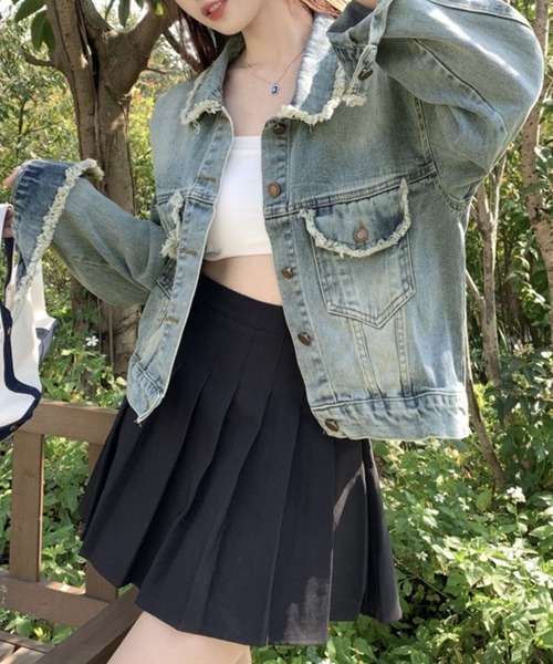 Miniministore(ミニミニストア)の「フリンジデニムジャケット デニムブルゾン(デニムジャケット・レディース・サックスブルー・L/M)」の7枚目の写真