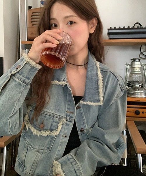 Miniministore(ミニミニストア)の「フリンジデニムジャケット デニムブルゾン(デニムジャケット・レディース・サックスブルー・L/M)」の9枚目の写真