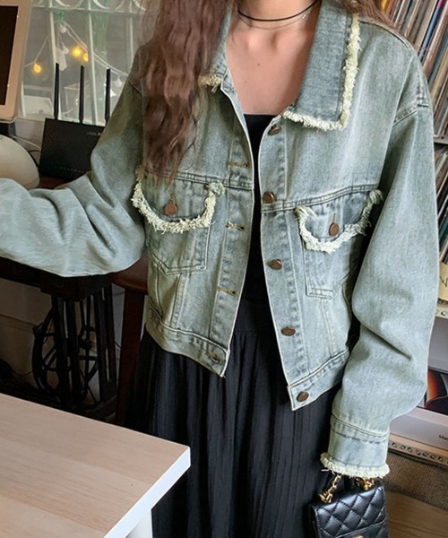 Miniministore(ミニミニストア)の「フリンジデニムジャケット デニムブルゾン(デニムジャケット・レディース・サックスブルー・L/M)」の11枚目の写真