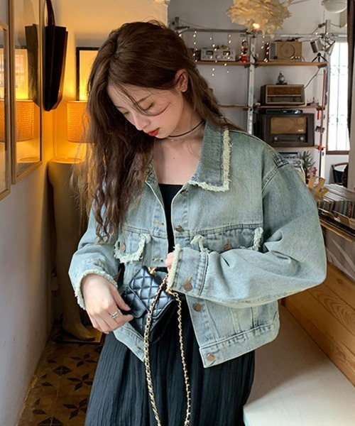 Miniministore(ミニミニストア)の「フリンジデニムジャケット デニムブルゾン(デニムジャケット・レディース・サックスブルー・L/M)」の13枚目の写真