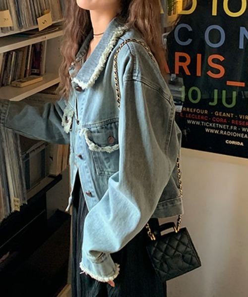 Miniministore(ミニミニストア)の「フリンジデニムジャケット デニムブルゾン(デニムジャケット・レディース・サックスブルー・L/M)」の17枚目の写真