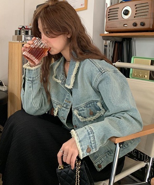 Miniministore(ミニミニストア)の「フリンジデニムジャケット デニムブルゾン(デニムジャケット・レディース・サックスブルー・L/M)」の20枚目の写真