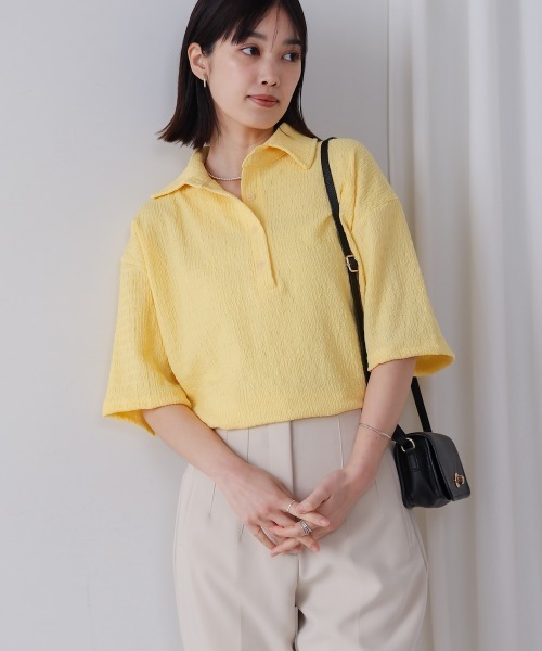 Bou Jeloud(ブージュルード)の「スキッパーカットソー(Tシャツ/カットソー・レディース・ベージュ/イエロー/ピンク・FREE)」の3枚目の写真