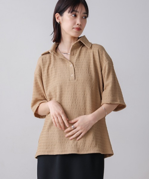 Bou Jeloud(ブージュルード)の「スキッパーカットソー(Tシャツ/カットソー・レディース・ベージュ/イエロー/ピンク・FREE)」の4枚目の写真