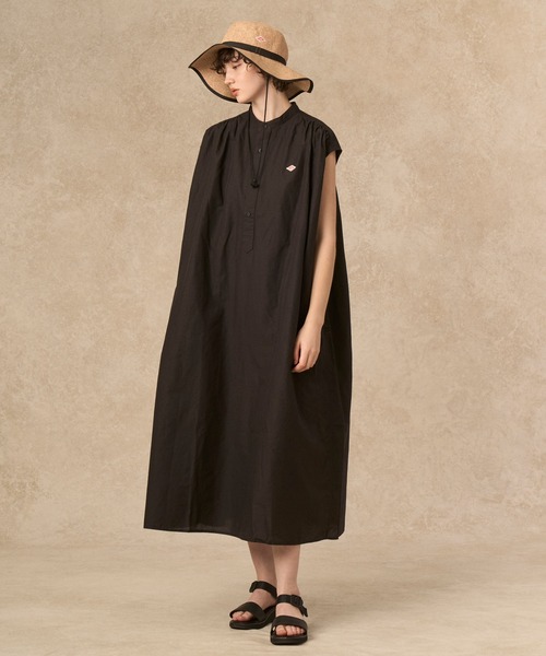 DANTON（ダントン）の「WOMEN'S COTTON LINEN SLUB SLEEVELESS DRESS（ワンピース・レディース・レッド/ブラック/サックスブルー/グレイッシュベージュ・36）」の9枚目の写真