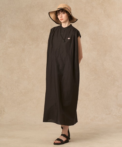 DANTON（ダントン）の「WOMEN'S COTTON LINEN SLUB SLEEVELESS DRESS（ワンピース・レディース・レッド/ブラック/サックスブルー/グレイッシュベージュ・36）」の8枚目の写真