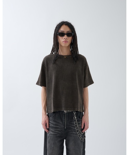 ANDER HUNK（アンダーハンク）の「Dameged Short Thermal T-shirt / ダメージショートサーマルTシャツ（Tシャツ/カットソー・メンズ・ブラック/ブラック系/ブラウン・MEDIUM/LARGE）」の4枚目の写真