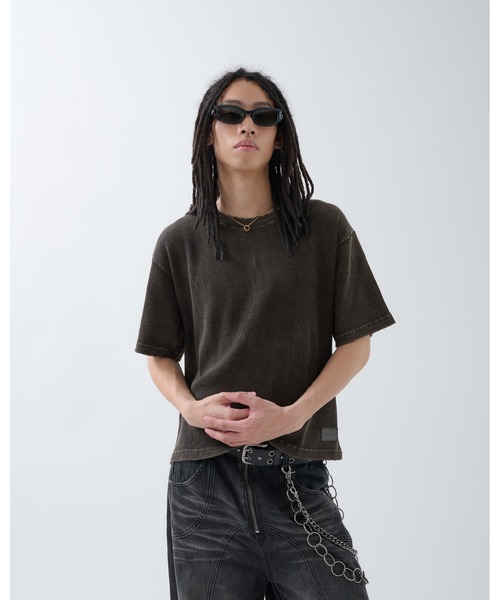 ANDER HUNK（アンダーハンク）の「Dameged Short Thermal T-shirt / ダメージショートサーマルTシャツ（Tシャツ/カットソー・メンズ・ブラック/ブラック系/ブラウン・MEDIUM/LARGE）」の8枚目の写真