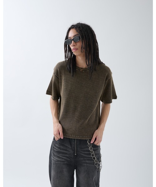 ANDER HUNK（アンダーハンク）の「Dameged Short Thermal T-shirt / ダメージショートサーマルTシャツ（Tシャツ/カットソー・メンズ・ブラック/ブラック系/ブラウン・MEDIUM/LARGE）」の18枚目の写真