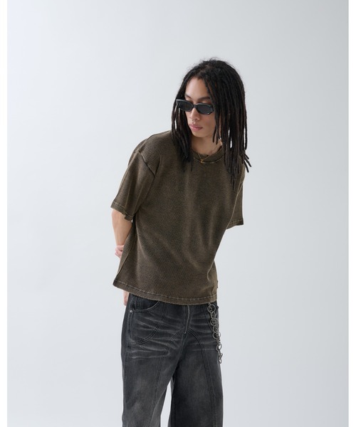 ANDER HUNK（アンダーハンク）の「Dameged Short Thermal T-shirt / ダメージショートサーマルTシャツ（Tシャツ/カットソー・メンズ・ブラック/ブラック系/ブラウン・MEDIUM/LARGE）」の19枚目の写真