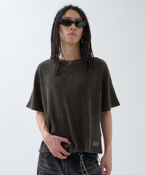 ANDER HUNK（アンダーハンク）の「Dameged Short Thermal T-shirt / ダメージショートサーマルTシャツ（Tシャツ/カットソー・メンズ・ブラック/ブラック系/ブラウン・MEDIUM/LARGE）」の16枚目の写真