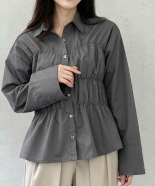 Per sist ence(パーシエンス)の「ブロードシャーリングシャツ(シャツ/ブラウス・レディース・オフホワイト/チャコールグレー/ブルー/ピンク・ONE SIZE)」の3枚目の写真