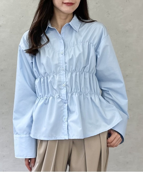 Per sist ence(パーシエンス)の「ブロードシャーリングシャツ(シャツ/ブラウス・レディース・オフホワイト/チャコールグレー/ブルー/ピンク・ONE SIZE)」の8枚目の写真