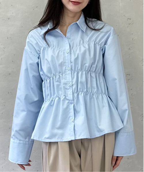 Per sist ence(パーシエンス)の「ブロードシャーリングシャツ(シャツ/ブラウス・レディース・オフホワイト/チャコールグレー/ブルー/ピンク・ONE SIZE)」の6枚目の写真