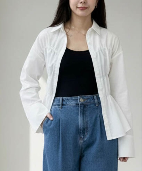 Per sist ence(パーシエンス)の「ブロードシャーリングシャツ(シャツ/ブラウス・レディース・オフホワイト/チャコールグレー/ブルー/ピンク・ONE SIZE)」の21枚目の写真