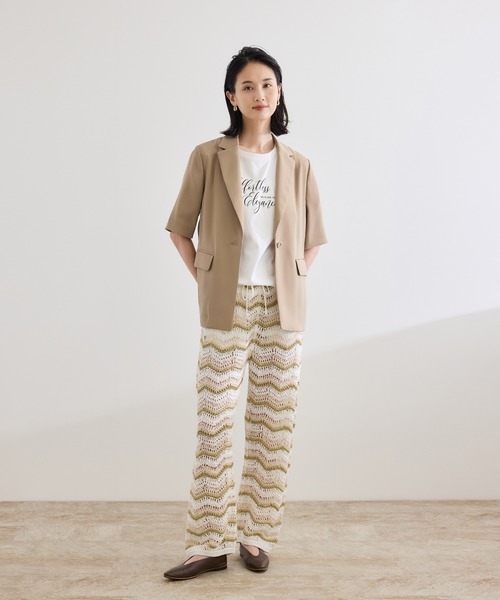 ROPE'（ロペ）の「【洗える・カセット服・新色追加】トリアセバックサテン ハーフスリーブジャケット/セットアップ対応（テーラードジャケット・レディース・ベージュ/ネイビー/ブラック・36/38）」の8枚目の写真