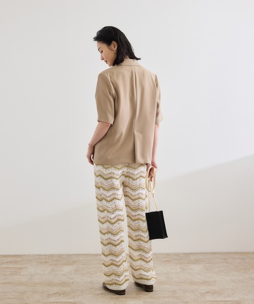 ROPE'（ロペ）の「【洗える・カセット服・新色追加】トリアセバックサテン ハーフスリーブジャケット/セットアップ対応（テーラードジャケット・レディース・ベージュ/ネイビー/ブラック・36/38）」の9枚目の写真