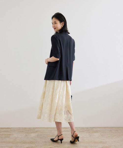 ROPE'（ロペ）の「【洗える・カセット服・新色追加】トリアセバックサテン ハーフスリーブジャケット/セットアップ対応（テーラードジャケット・レディース・ベージュ/ネイビー/ブラック・36/38）」の13枚目の写真