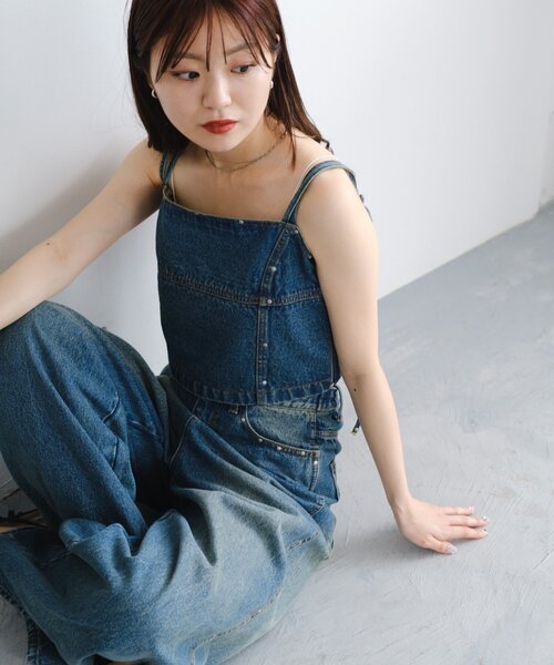 【匿名配送】Kastane スタッズデニムパンツ(ブルー) サイズ0 匿名配送】Kastane スタッズデニムパンツ(ブルー) サイズ0