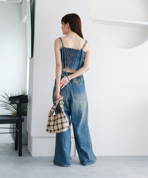 kastane スタッズデニムパンツ セール】【低身長サイズ/2サイズ展開】ウォッシュドストレート