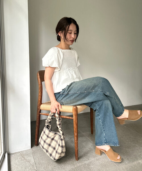 【匿名配送】Kastane スタッズデニムパンツ(ブルー) サイズ0 セットアップ対応/低身長サイズ/2サイズ展開/ウエスト調節可
