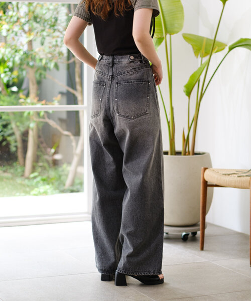 セットアップ対応/低身長サイズ/2サイズ展開/ウエスト調節可】スタッズ