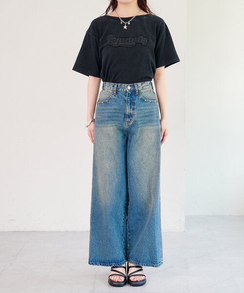 kastane スタッズデニムパンツ セットアップ対応/低身長サイズ/2サイズ展開/ウエスト調節可