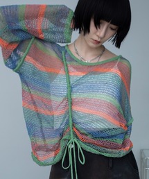 VACANCY（ヴァカンシー）の「ドロストアシメ透かし編みシアートップス/新色追加（Tシャツ/カットソー）」