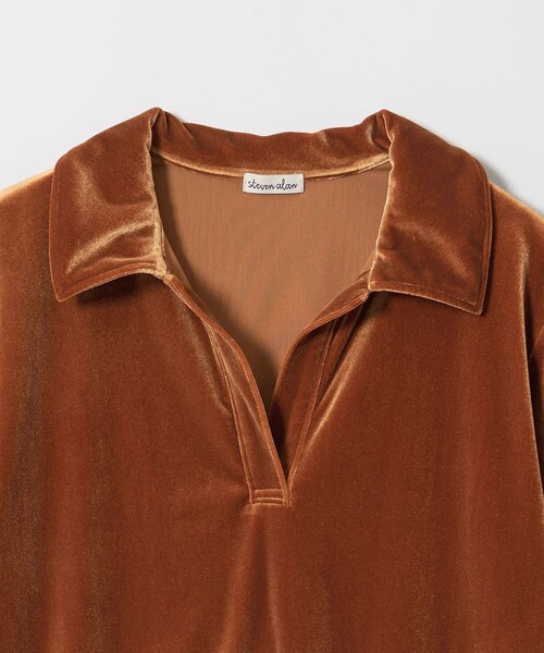 Steven Alan＞ベロア スキッパー ネック プルオーバー（Tシャツ