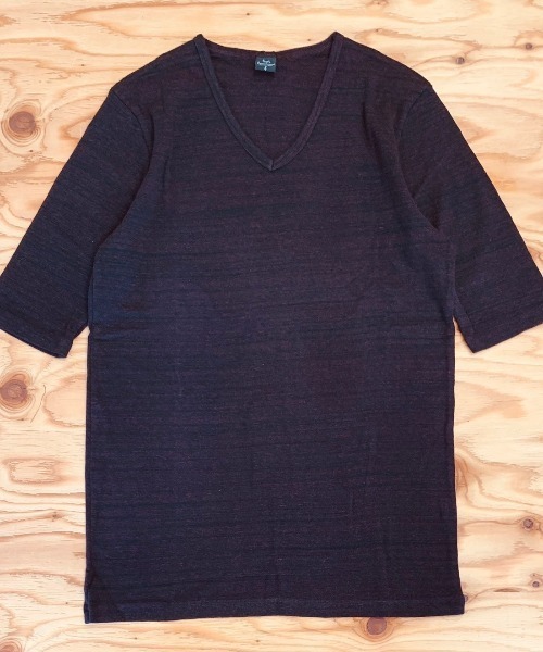 B'day（ビーデイ）の「メランジフライス Vネック 5分袖 & 半袖（Tシャツ/カットソー・メンズ・チャコールグレー/杢グレー/グレー系その他/ワイン/レッド系/ブルー系その他/ダークブルー・MEDIUM/LARGE）」の6枚目の写真