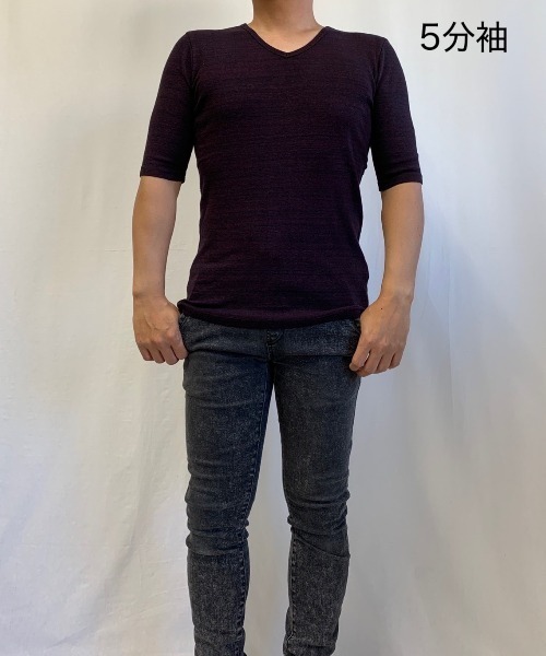 B'day（ビーデイ）の「メランジフライス Vネック 5分袖 & 半袖（Tシャツ/カットソー・メンズ・チャコールグレー/杢グレー/グレー系その他/ワイン/レッド系/ブルー系その他/ダークブルー・MEDIUM/LARGE）」の14枚目の写真