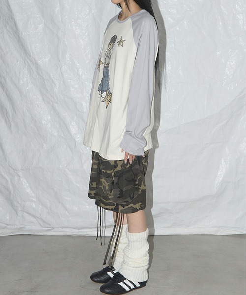 FANCY CLUB（ファンシークラブ）の「FANCY CLUB/ファンシークラブ CARGO LETTERING BERMUDA PANTS ハーフパンツ（その他パンツ・レディース・ブラック/カモフラージュ・1/2）」の14枚目の写真