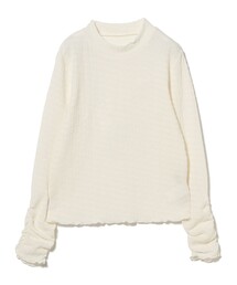 カット ジャカード ハイネック トップス