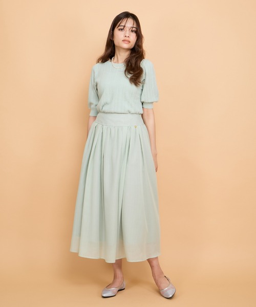 QUEENS COURT（クイーンズコート）の「シアーストライプスカート≪セットアップ対応/手洗い可能≫（スカート・レディース・グリーン/ブルー系その他/ホワイト・M）」の20枚目の写真